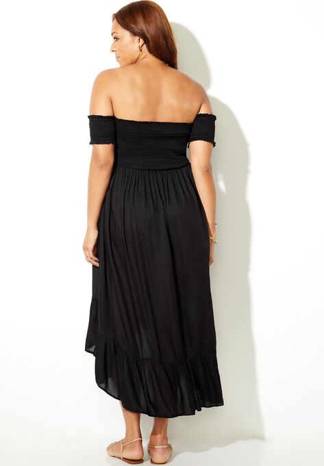 Lauren Smocked Off the Shoulder High Low Dress, , alternate image number null