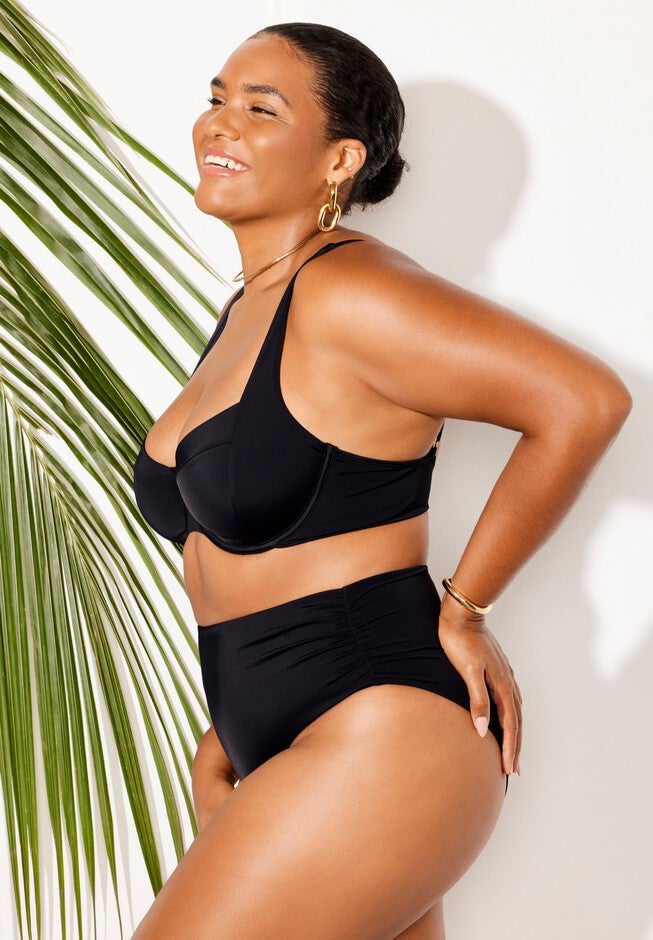 Essentials Sweetheart Underwire Shirred Swim Bikini Set, , alternate image number null