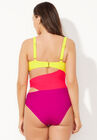 Color Block Cut Out One Piece Swimsuit, , on-hover image number null