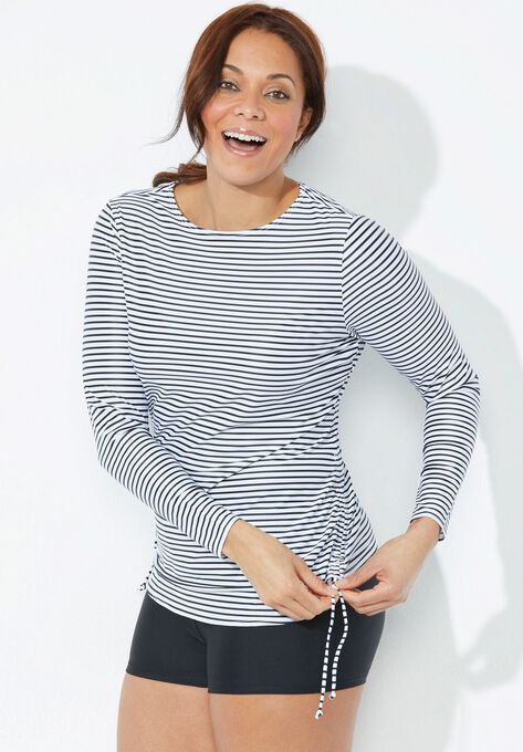 Chlorine Resistant Side-Tie Adjustable Long Sleeve Swim Tee, , alternate image number null