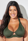 Loop Strap Underwire Halter Bikini Top, MILITARY, hi-res image number null