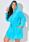 French Terry Tie Waist Hoodie Cover Up, , alternate image number null