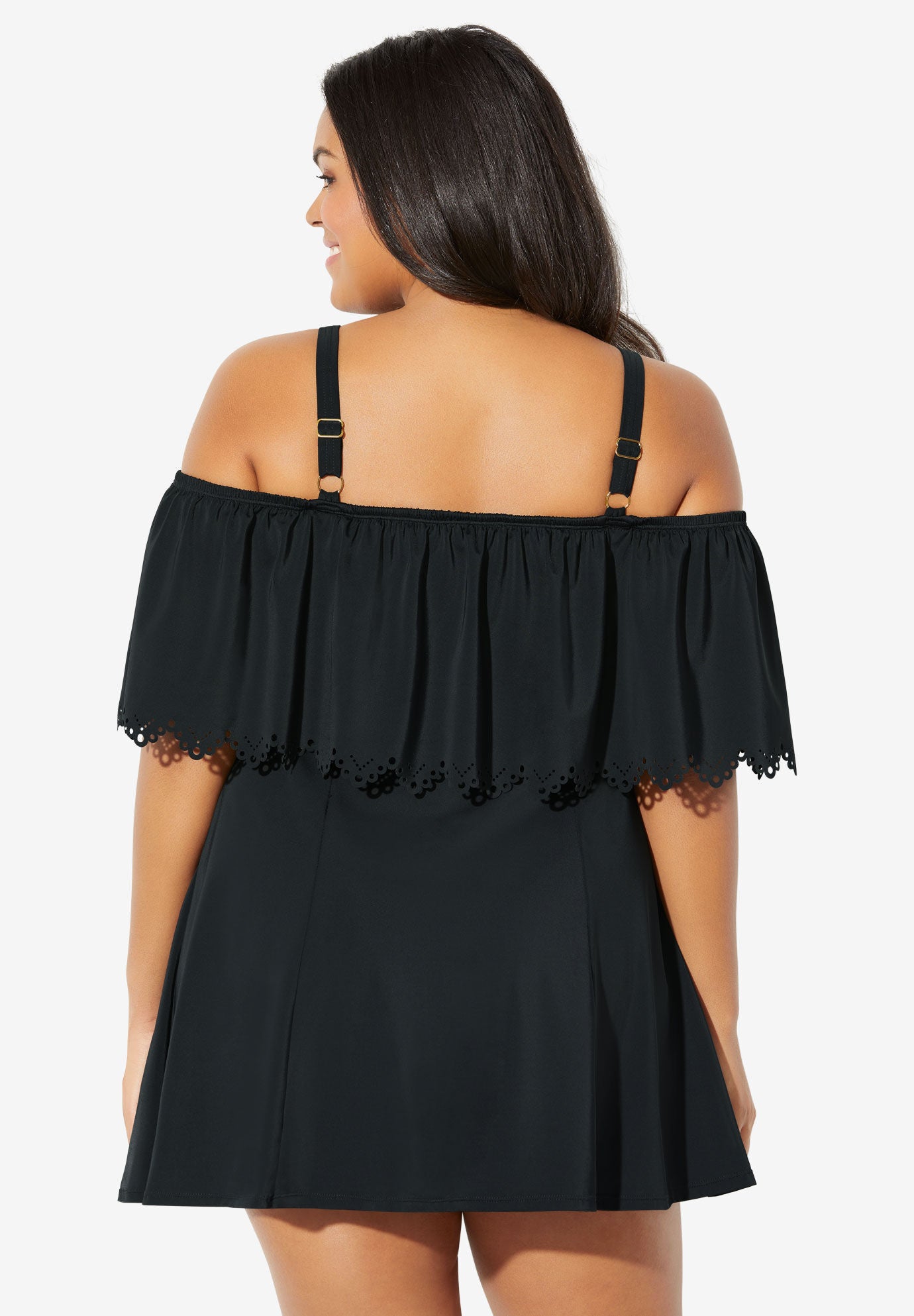 plus size off the shoulder swimdress