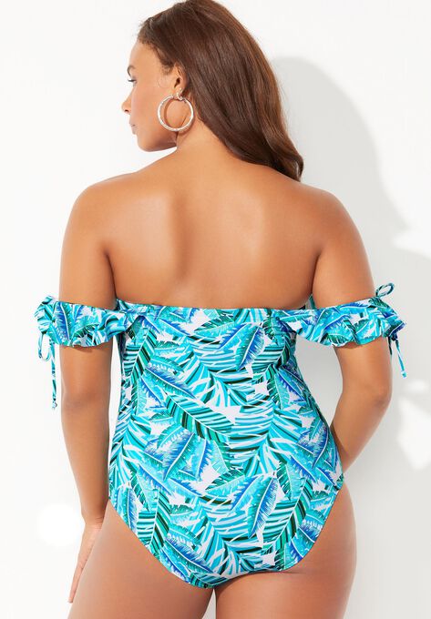 Bandeau Ruffle One Piece Swimsuit, , on-hover image number null