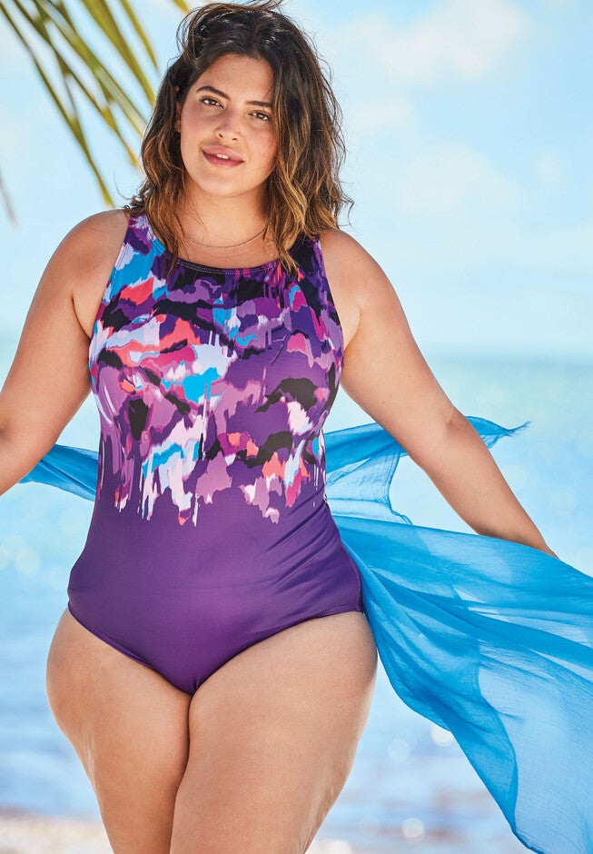 High Neck Open Back One Piece Swimsuit, , alternate image number 3