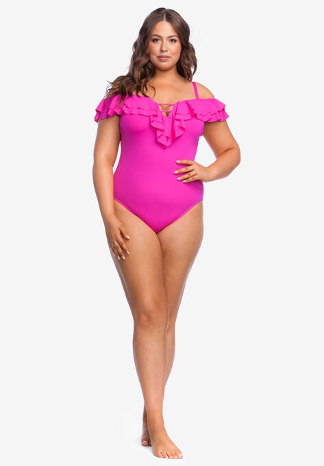 Tiered Ruffle One Piece By Kenneth Cole Reaction Plus Size One