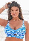 Cut Out Longline Bikini Top, BLUE ANIMAL, hi-res image number null