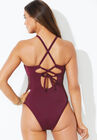 Crochet High Neck One Piece Swimsuit, , on-hover image number 1