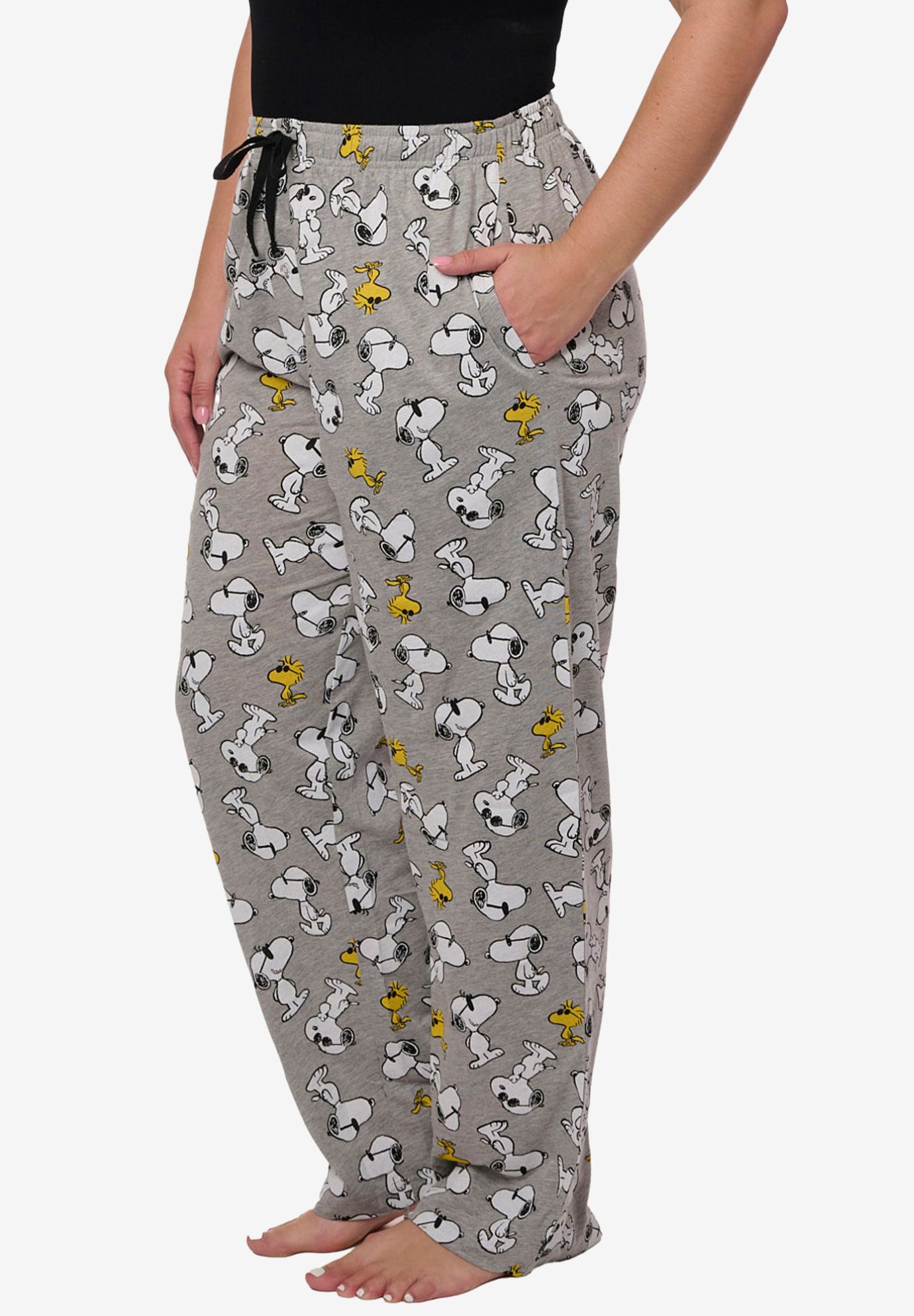 Peanuts Snoopy Pajama Pants Woodstock Lounge Wear Comfortable Soft, GRAY, alternate image number 4
