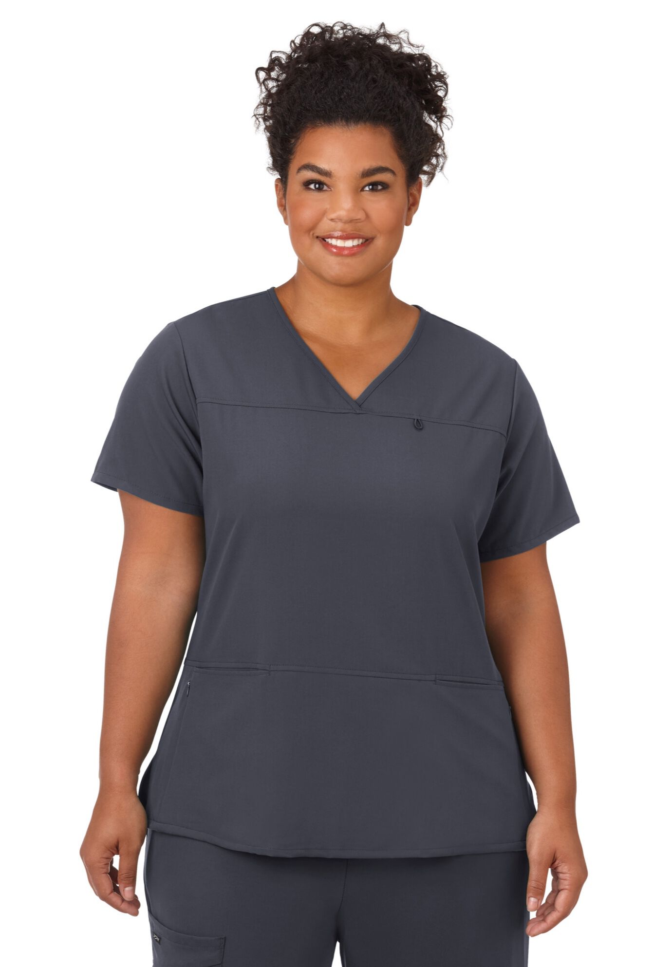 Jockey Scrubs Women's True Fit Crossover V-Neck Top, CHARCOAL, hi-res image number 0