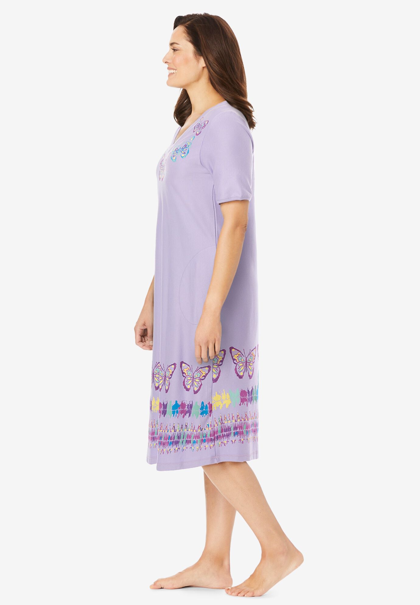 Short T-Shirt Lounger, PRETTY ORCHID BUTTERFLY, alternate image number 2