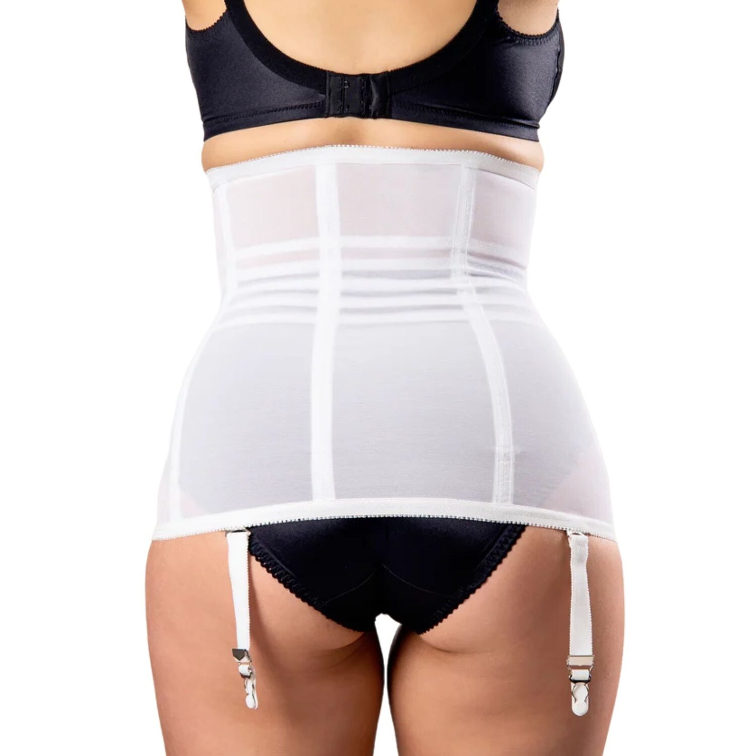 Firm Shaping Waist Trainer with removable garters., WHITE, on-hover image number 1