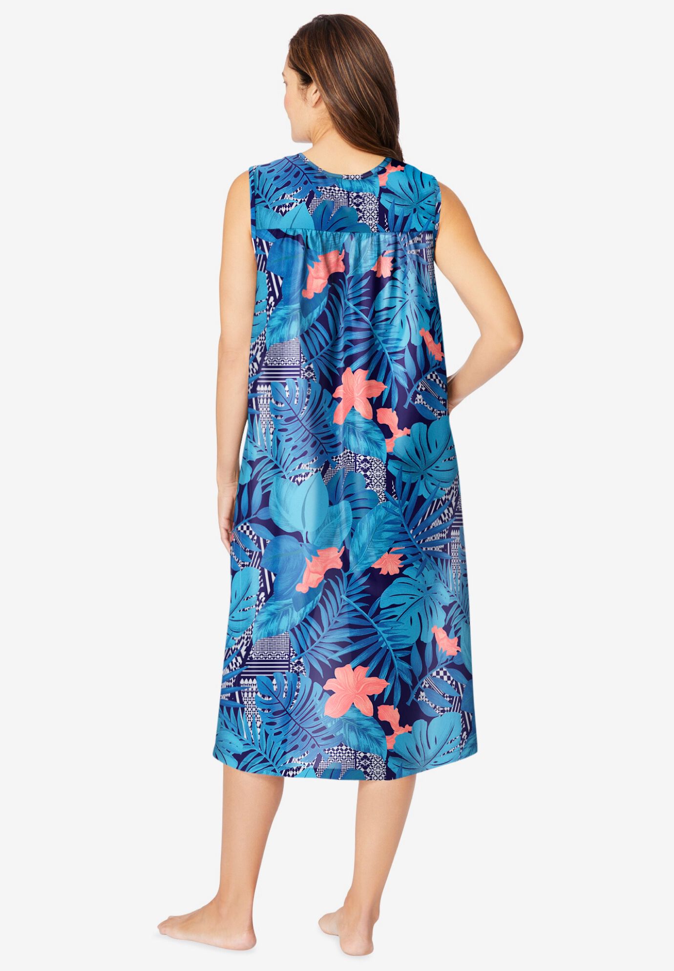 Sleeveless Print Lounger, PARADISE BLUE TROPICAL GEO, on-hover image number 1
