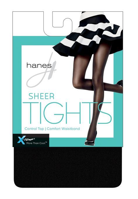 X-Temp Sheer Control Top Tights with Comfort Waistband, BLACK, hi-res image number null