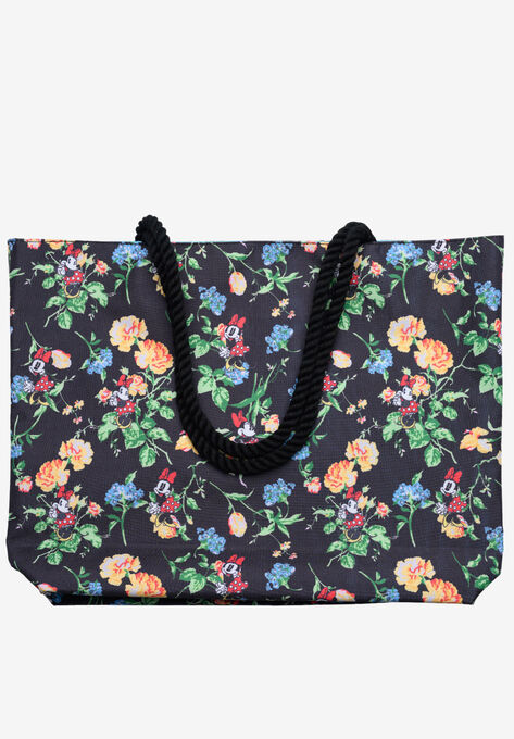 Disney Minnie Mouse Tote Bag Floral All-Over Print Rope Handles, , alternate image number null