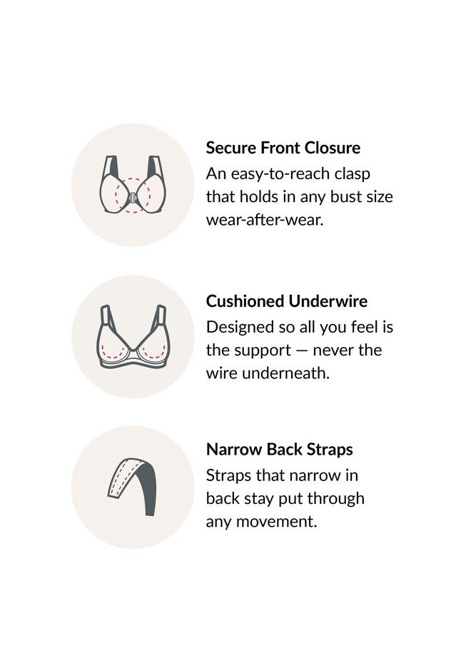 Full Figure Plus Size Lacey T-Back Front-Close WonderWire Bra Underwire 9246, , alternate image number 2