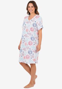 V-Neck Short Sleeve Knee-Length Cotton Sleepshirt