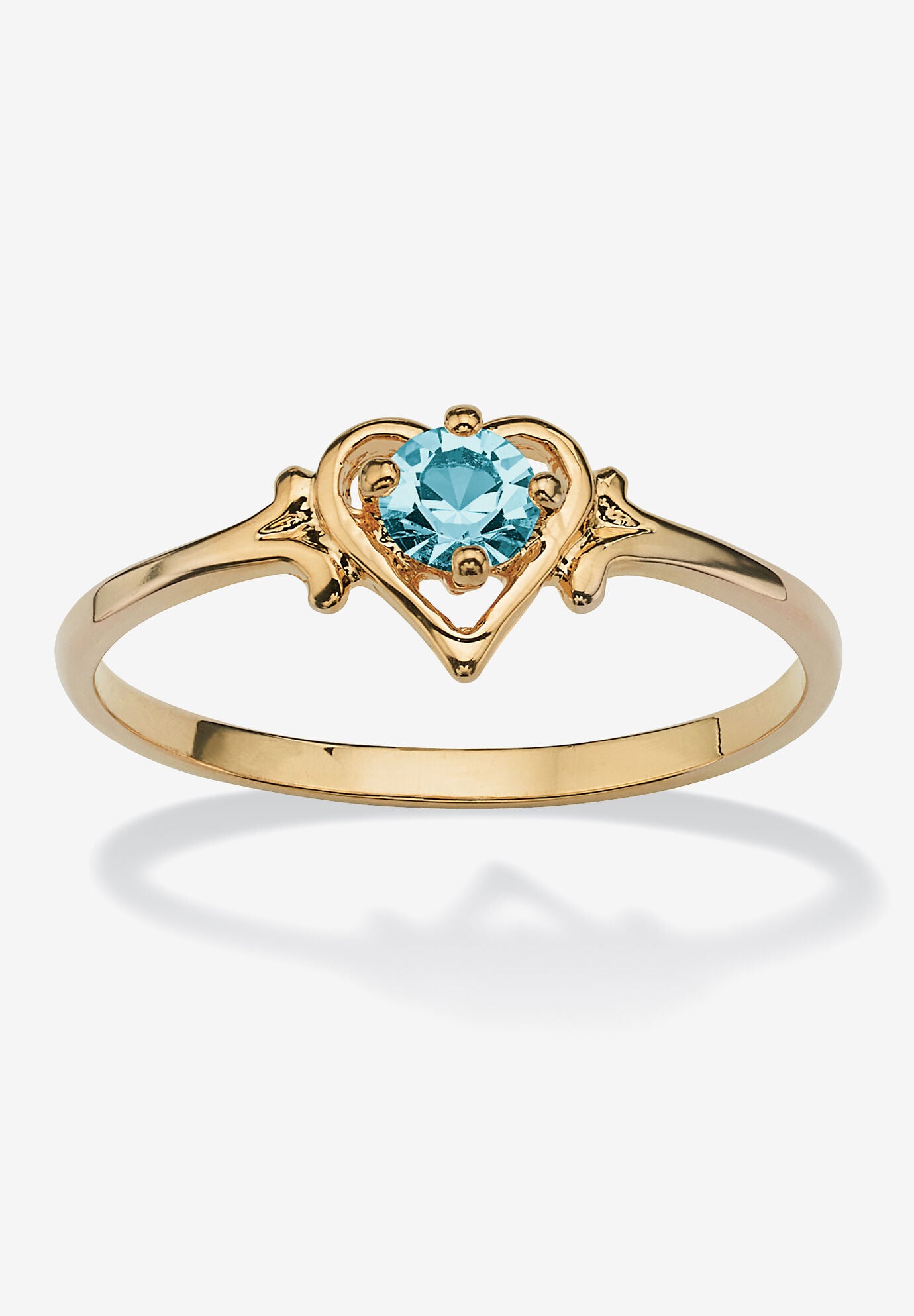 Yellow Gold-Plated Simulated Birthstone Ring, DECEMBER, hi-res image number 0