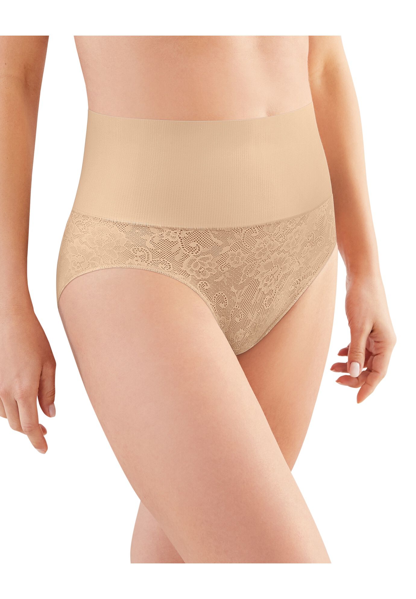 Tame Your Tummy Brief , NUDE TRANSPARENT LACE, hi-res image number 0