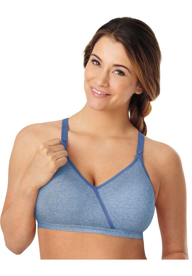 Nursing Seamless Wirefree Bra with Shaping Foam Cups, CLASSIC DENIM HEATHER, hi-res image number 0