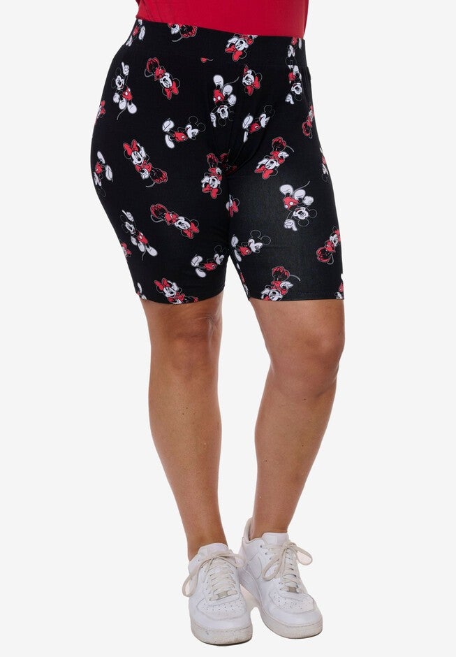 Women's Disney Mickey Mouse Bike Shorts Black All-Over Print, BLACK, hi-res image number 0