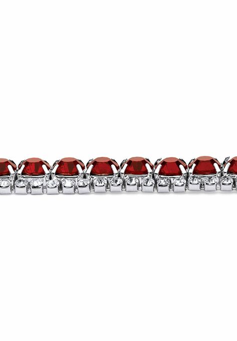 Silver Tone Tennis Bracelet Simulated Birthstones and Crystal, 7", , on-hover image number null