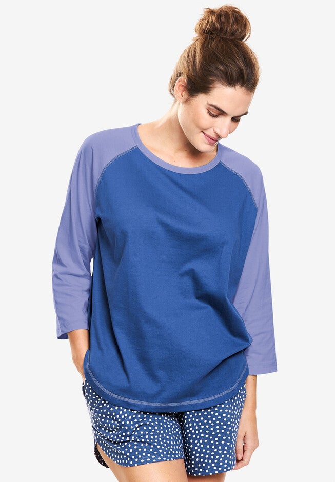 Baseball Sleep Tee by Dreams & Co., TRUE BLUE, hi-res image number 0