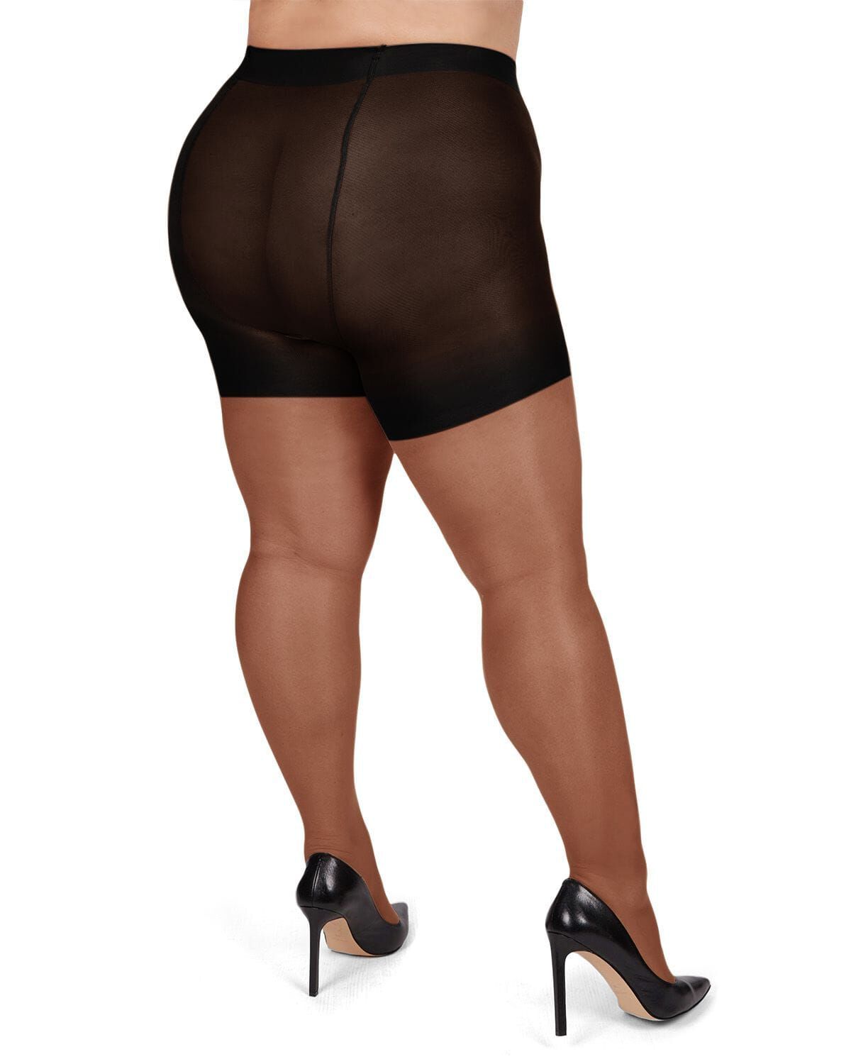 Energizing Plus Size Curvy Control Top Pantyhose, JET BLACK, alternate image number 2