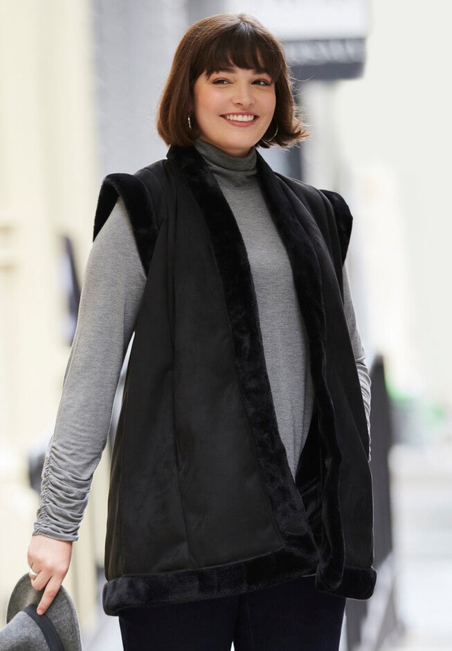Shearling Vest, BLACK, hi-res image number null