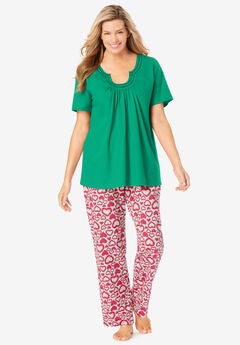 Embroidered Short-Sleeve Sleep Top