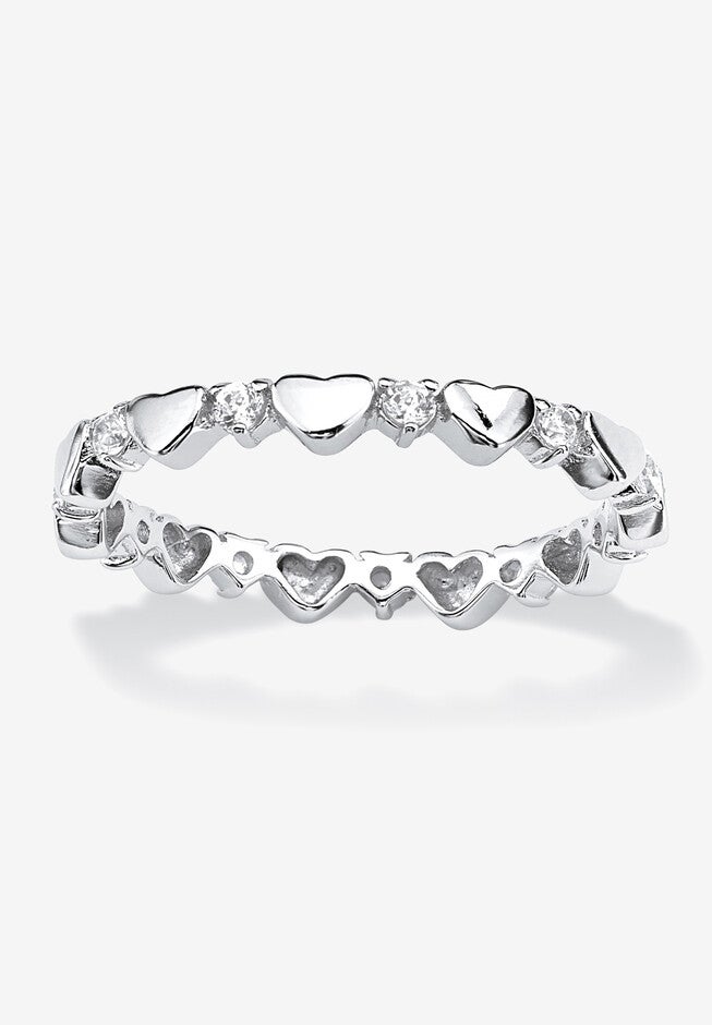 Simulated Birthstone Heart Eternity Ring, APRIL, hi-res image number 0