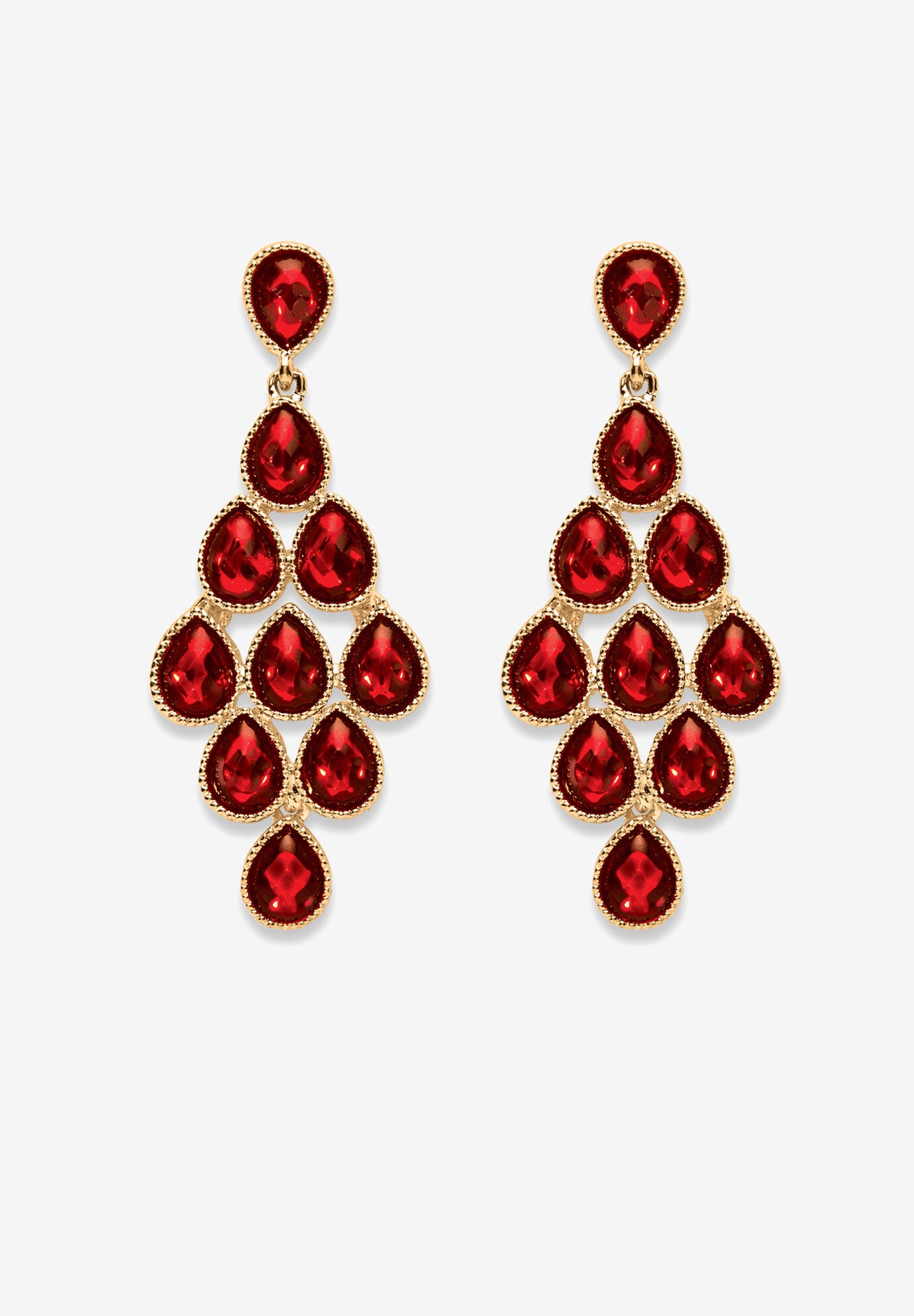 Gold Tone Pear Cut Simulated Birthstone Earrings, JULY, hi-res image number 0