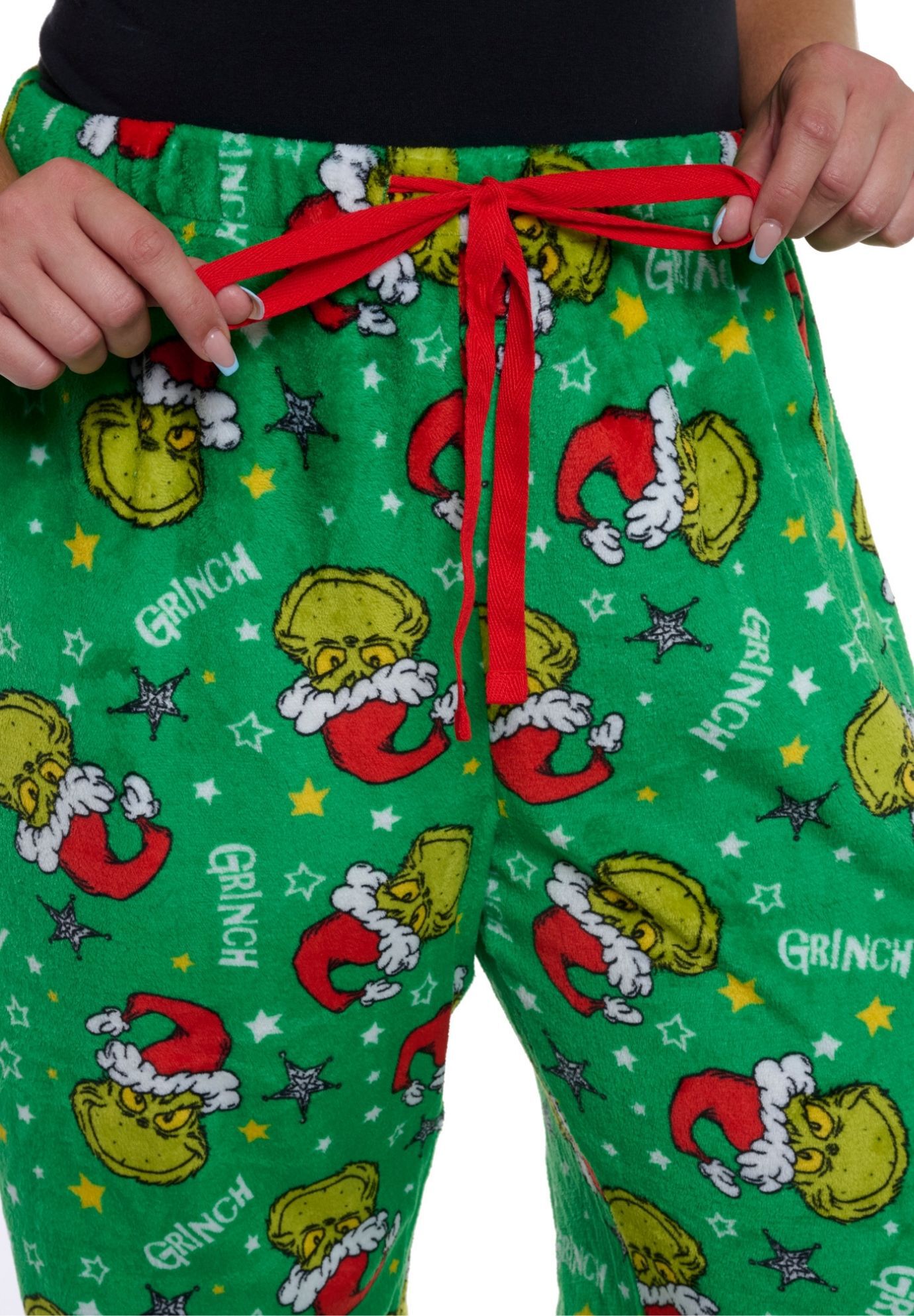 The Grinch Pajama Pants Sleepwear Green Plush Sleepwear Christmas Holiday Print, GREEN, alternate image number 3