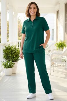 7-Day Straight-Leg Elastic-Waist Stretchy Knit Pant