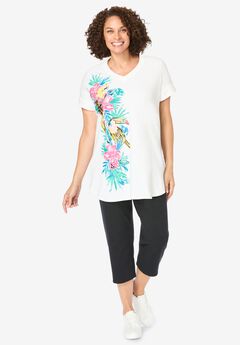 Two-Piece V-Neck Tunic & Capri Set