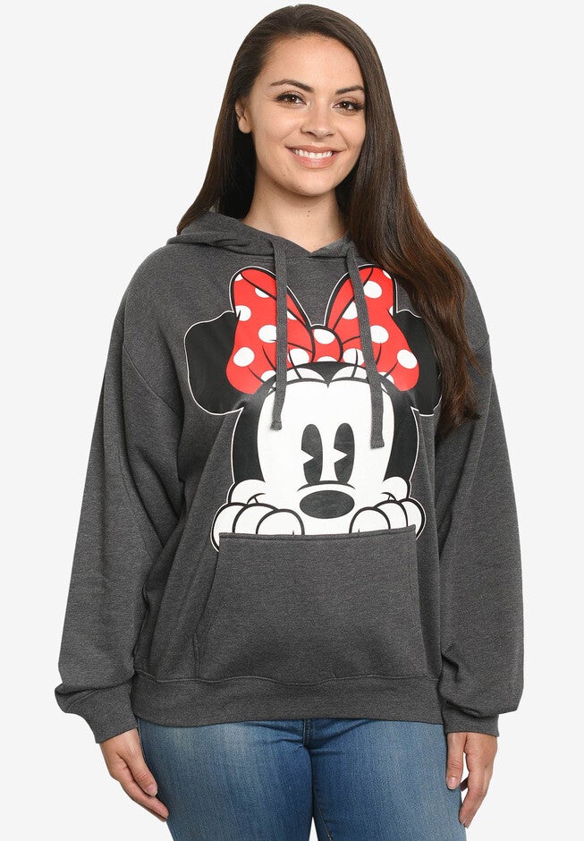 Disney Minnie Mouse Red Bow Hoodie Sweatshirt Charcoal, , alternate image number 2