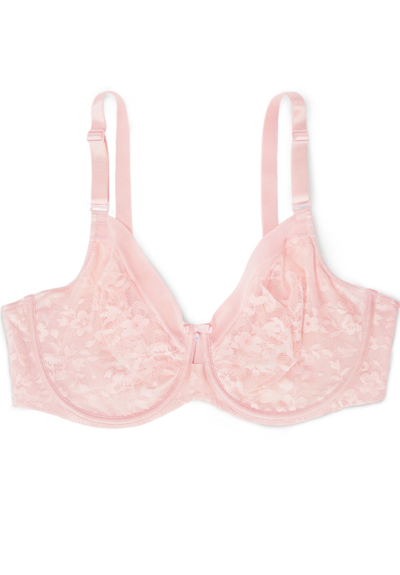 No Show Lace Full Coverage Unlined Underwire Bra, BLUSHING ROSE, alternate image number 4