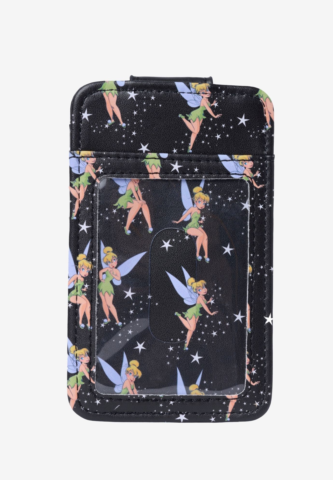 Disney Tinker Bell Card Holder Wallet All-Over Print Snap Closure Black, BLACK, on-hover image number 1