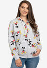 Women's Plus Size Disney Mickey Mouse Zip Hoodie All-Over Print Sweatshirt Gray, , alternate image number null
