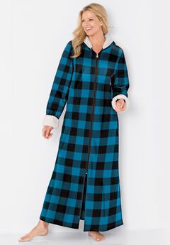 Sherpa-Trimmed Long Hooded Robe