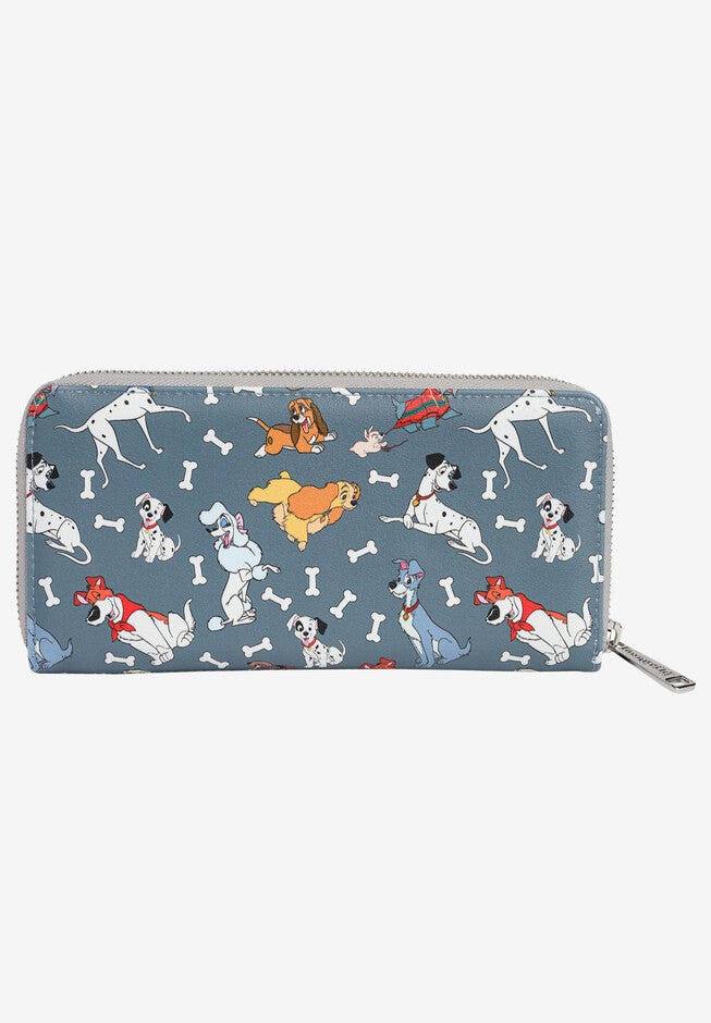 Loungefly x Disney Dogs Women's Zip Around Wallet 101 Dalmatians Lady & The Tramp, , on-hover image number 1