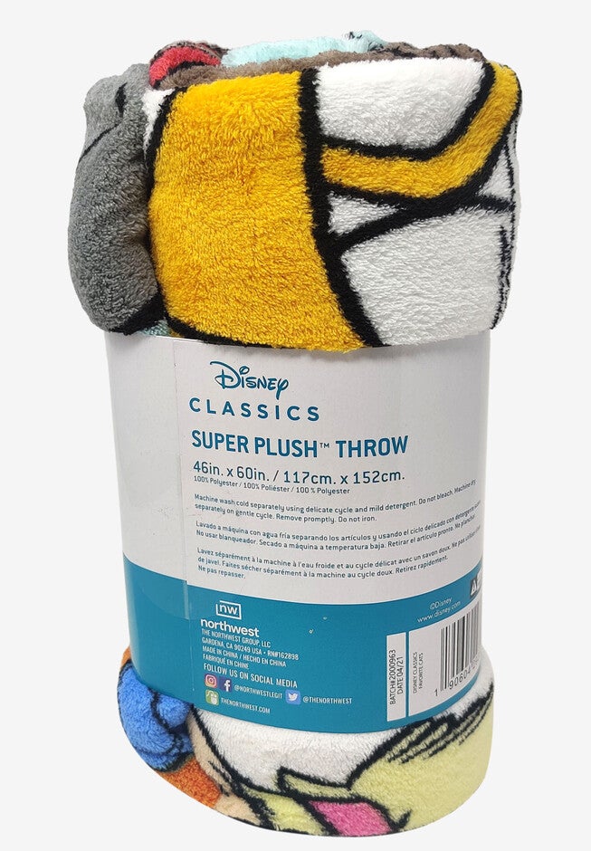 Disney Cats Throw Blanket 46 inches x 60 inches Plush Figaro Cheshire Cat Dinah Toulouse, , alternate image number null