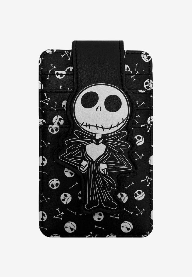 Jack Skellington Card Holder Wallet Button Snap Closure, BLACK, hi-res image number 0