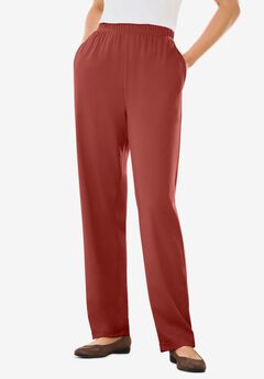 7-Day Straight-Leg Elastic-Waist Stretchy Knit Pant