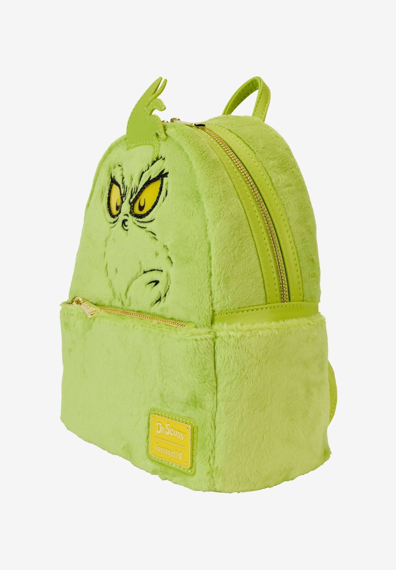 Loungefly x Dr. Seuss The Grinch Light-Up Plush Mini Backpack Cosplay, GREEN, alternate image number 3