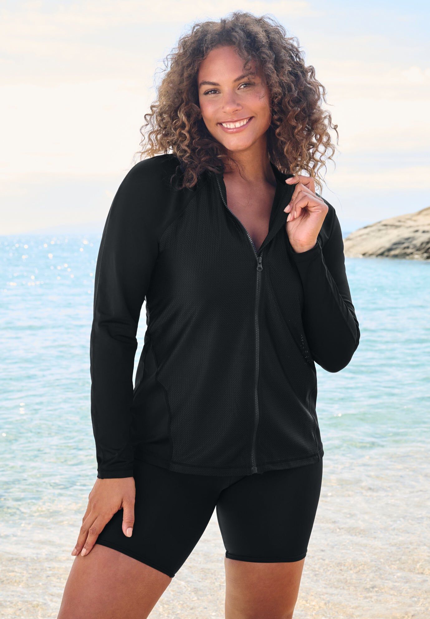 Chlorine Resistant Long-Sleeve Colorblock Swim Tee