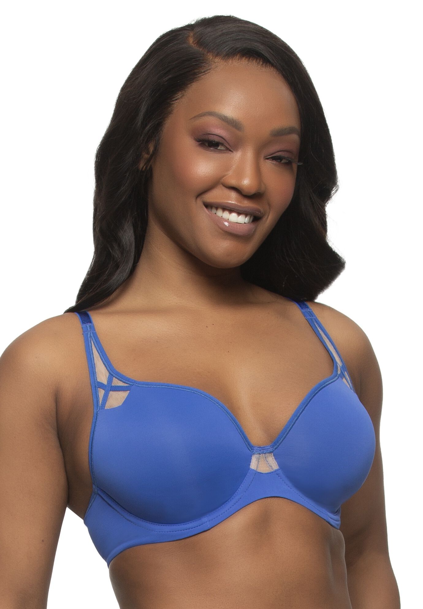 Amaranth Plush T-Shirt Bra With Sheer Details, , on-hover image number 1