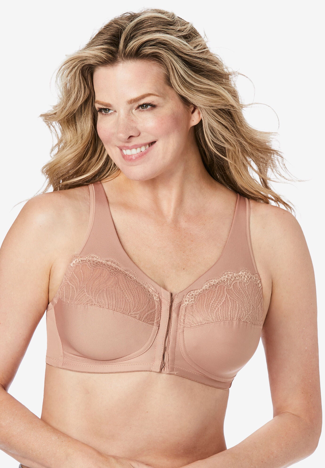 Full Figure Plus Size MagicLift Natural Shape Front-Close Bra Wirefree 1210, CAPPUCCINO, hi-res image number 0