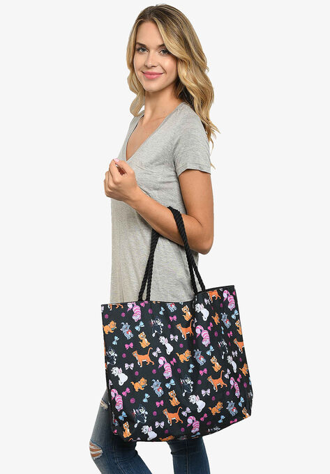 Disney Cats Tote Bag Travel Beach Carry-on Cheshire Aristocat Figaro Print, , on-hover image number null