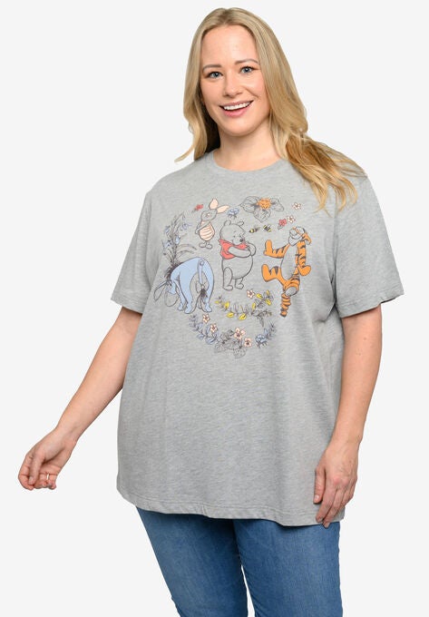 Disney Winnie The Pooh T-Shirt Botanical Eeyore Tigger Heather Gray T-Shirt, HEATHER GREY, hi-res image number null